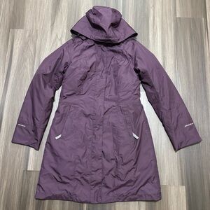 Eddie Bauer Weatheredge Jacket Women’s PXS Purple Trench Coat Hooded Outdoors